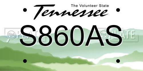S860AS Tennessee License Plate