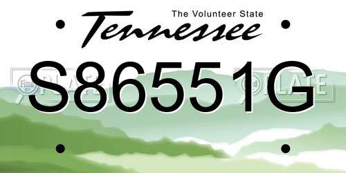 S86551G Tennessee License Plate