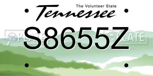 S8655Z Tennessee License Plate