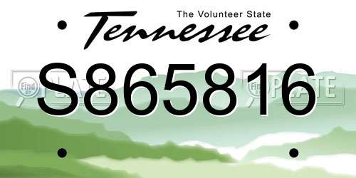 S865816 Tennessee License Plate