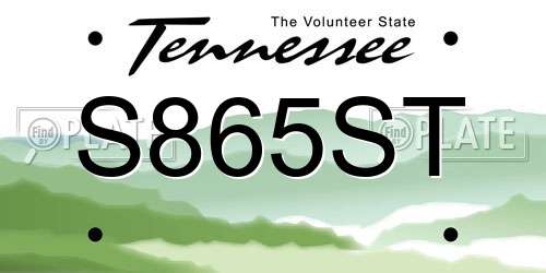 S865ST Tennessee License Plate