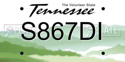 S867DI Tennessee License Plate