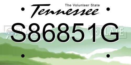 S86851G Tennessee License Plate