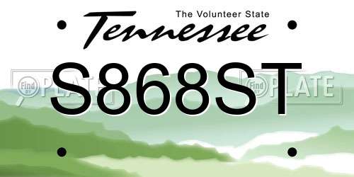 S868ST Tennessee License Plate