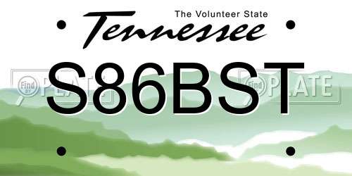 S86BST Tennessee License Plate