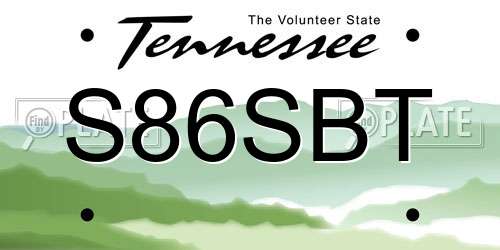 S86SBT Tennessee License Plate