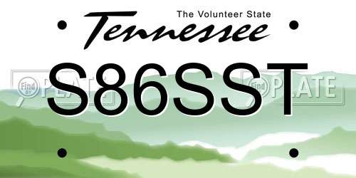 S86SST Tennessee License Plate