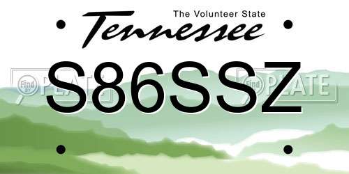 S86SSZ Tennessee License Plate