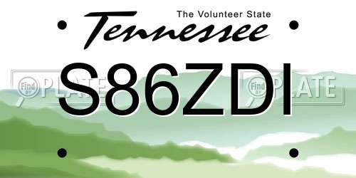 S86ZDI Tennessee License Plate
