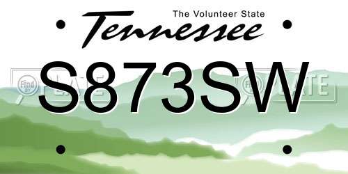S873SW Tennessee License Plate