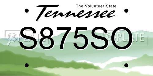 S875SO Tennessee License Plate