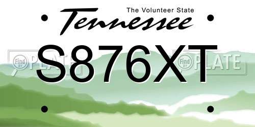 S876XT Tennessee License Plate