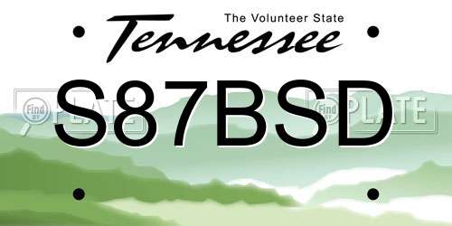 S87BSD Tennessee License Plate