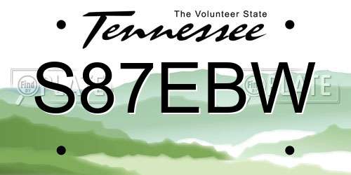 S87EBW Tennessee License Plate