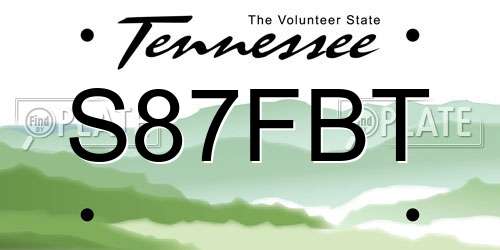 S87FBT Tennessee License Plate