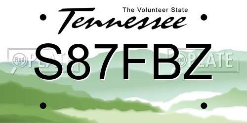 S87FBZ Tennessee License Plate