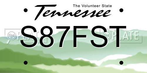 S87FST Tennessee License Plate