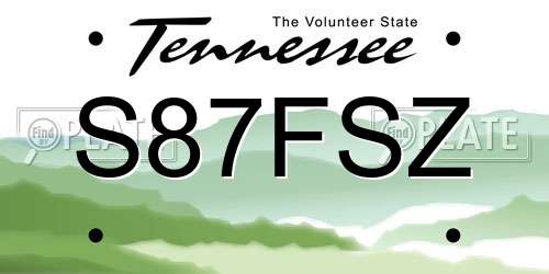S87FSZ Tennessee License Plate