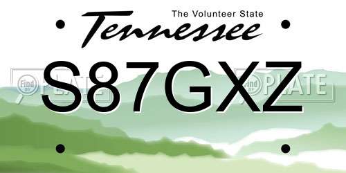 S87GXZ Tennessee License Plate