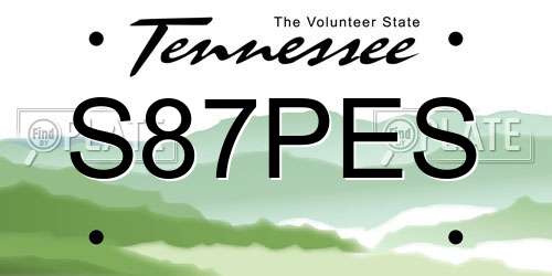 S87PES Tennessee License Plate