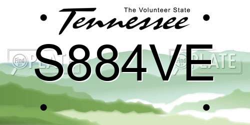 S884VE Tennessee License Plate