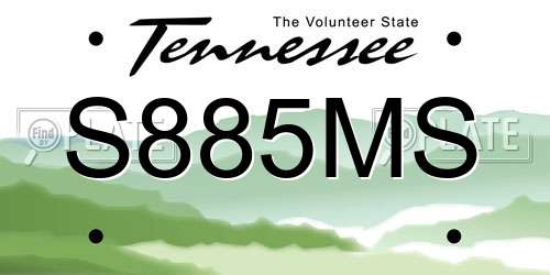 S885MS Tennessee License Plate