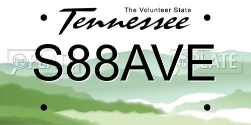 S88AVE Tennessee License Plate
