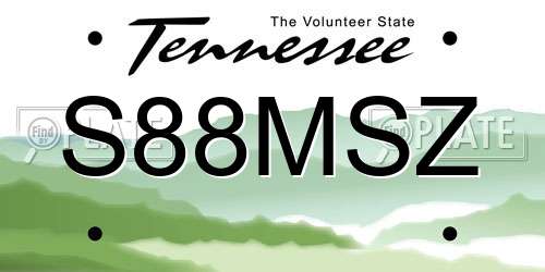 S88MSZ Tennessee License Plate