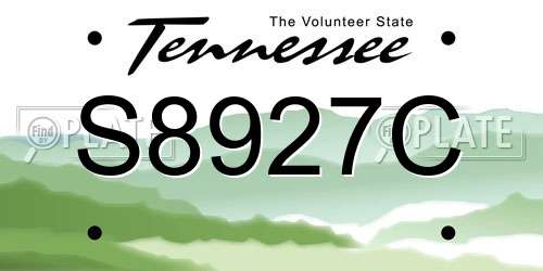 S8927C Tennessee License Plate