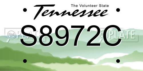 S8972C Tennessee License Plate