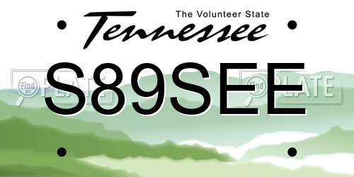 S89SEE Tennessee License Plate
