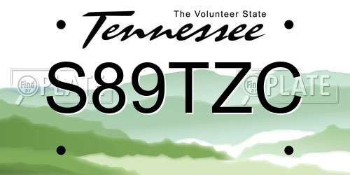 S89TZC Tennessee License Plate