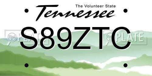 S89ZTC Tennessee License Plate