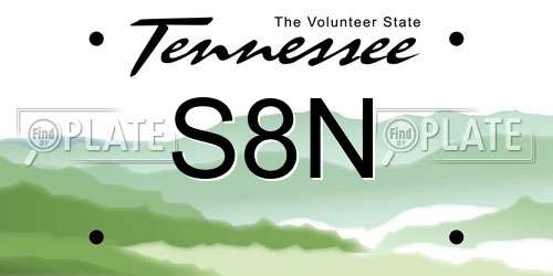S8N Tennessee License Plate