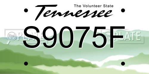 S9075F Tennessee License Plate