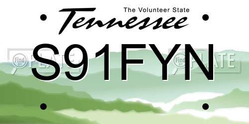 S91FYN Tennessee License Plate