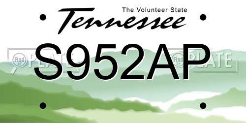 S952AP Tennessee License Plate