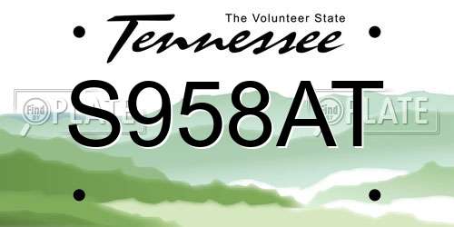 S958AT Tennessee License Plate