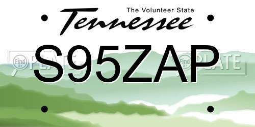 S95ZAP Tennessee License Plate