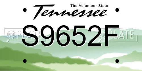 S9652F Tennessee License Plate