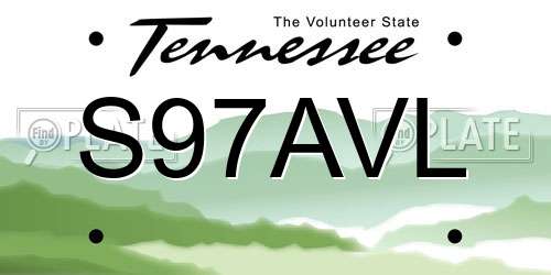 S97AVL Tennessee License Plate