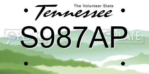 S987AP Tennessee License Plate