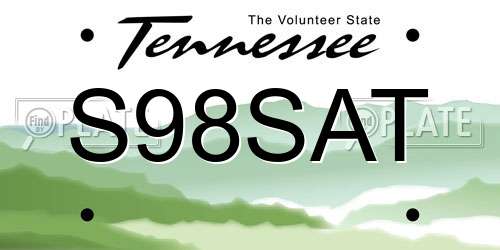 S98SAT Tennessee License Plate