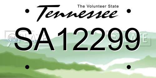 SA12299 Tennessee License Plate