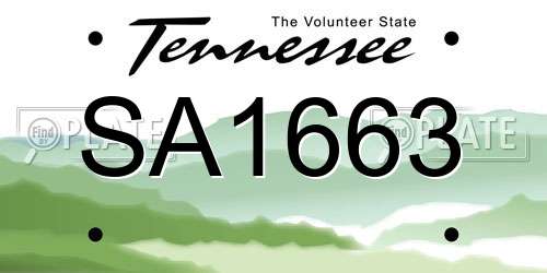 SA1663 Tennessee License Plate