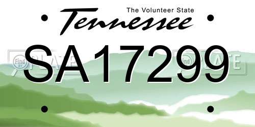 SA17299 Tennessee License Plate