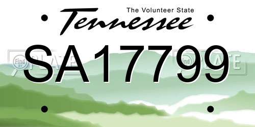 SA17799 Tennessee License Plate