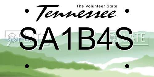 SA1B4S Tennessee License Plate