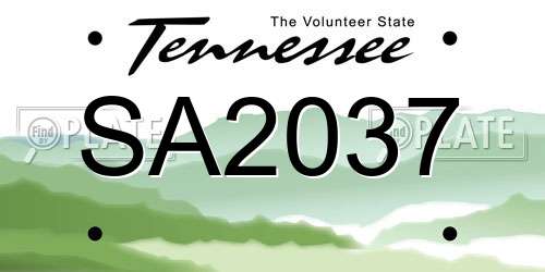 SA2037 Tennessee License Plate