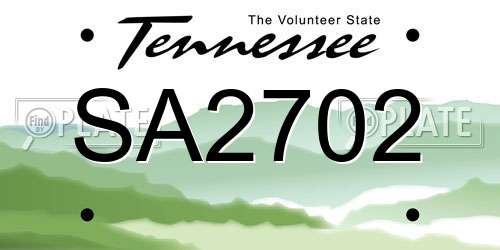 SA2702 Tennessee License Plate